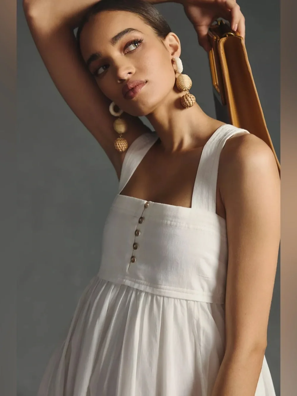 Anthropologie Pilcro White Asymmetrical Babydoll Midi Dress Size XS - Picture 11 of 13